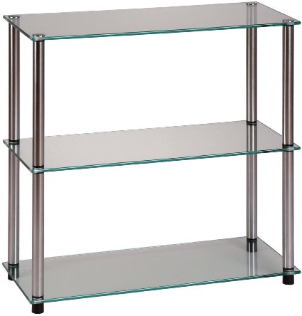 Convenience Concepts Designs2Go Go-Accsense 3-Shelf Glass Bookcase, Clear Glass