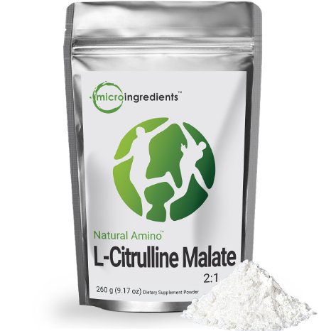 Naturally Fermented Pure L-Citrulline Malate 2:1 Powder - Enhance Nitric Oxide (260 gram / 9.17 oz) Vegan Amino Acids