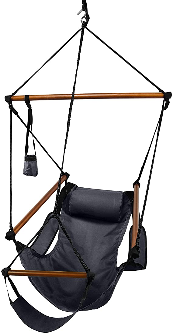 Hammaka Hanging Hammock Air Chair, Wooden Dowels, Black