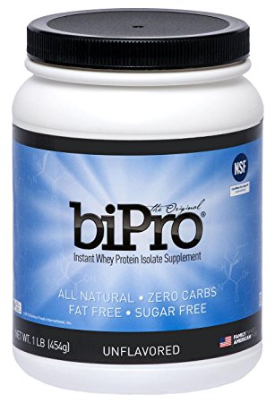 BiPro Whey Protein Isolate, 1lb. (20 Servings), Unflavored, NSF Certified for Sport®