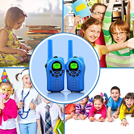 Walkie Talkies for Kids, 22 Channel Walkie Talkies 2 Way Radio 3 Miles (Up to 5Miles) FRS/GMRS Handheld Mini Walkie Talkies for Kids (Pair) (Blue)