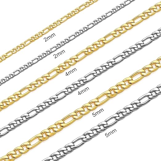 SANNYRA Figaro Chain Necklace Stainless Steel Link Chains for Men Women Jewelry