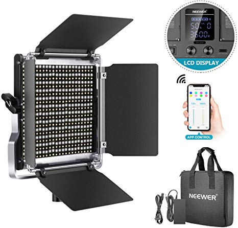 Neewer 528 LED Video Light, Dimmable Bi-Color Photography Lighting Kit with APP Intelligent Control System, Professional for YouTube Studio Outdoor Video Lighting with LCD Screen, 3200K-5600K Metal