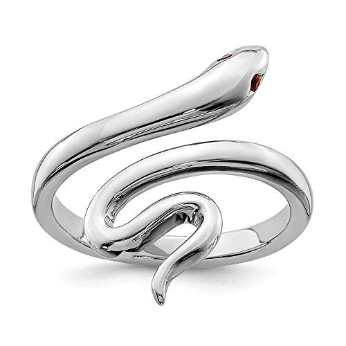 Black Bow Jewelry Rhodium Plated Sterling Silver & Synthetic Ruby Eyed Snake Toe Ring