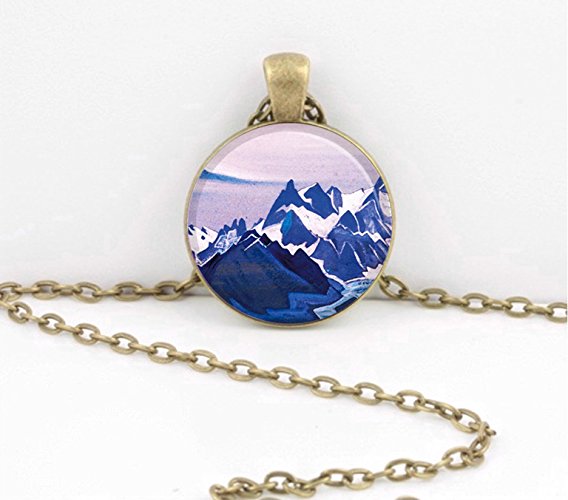 Mountains - Landscape- Watercolor Art - Blue Mountains Necklace or Key Ring