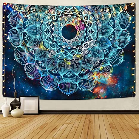 Mandala Floral Tapestry Bohemian Tapestry Fantasy Hippie Tapestry Galaxy Tapestry Mysterious Flower Tapestry Psychedelic Tapestry for Room