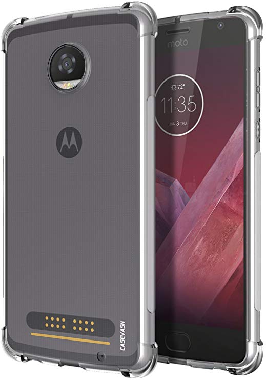 Moto Z2 Play Case, CASEVASN [Shockproof] Anti-Scratches Flexible TPU Gel Slim Fit Soft Skin Silicone Protective Case Cover for Motorola Moto Z2 Play (Clear)