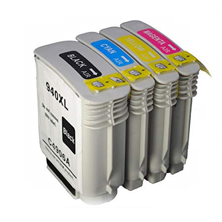 HOTCOLOR 4PK 940XL Remanufactured Ink Cartridge for HP 940XL Black Cyan Magenta Yellow (4Pack)