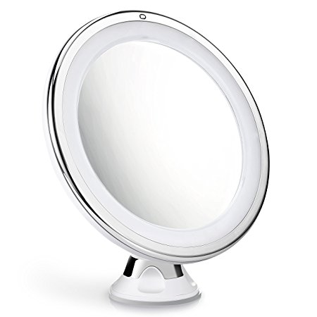 Cymas 7×Magnifying Makeup Mirror, LED Lighted Mirror for Bathrooms Vanities with Suction Cup & 360°Rotating