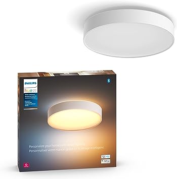 Philips Hue Enrave Medium White Ambiance Smart Ceiling Lamp, Bluetooth and Zigbee Compatible (Hue Hub Optional), White