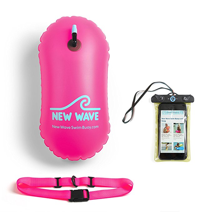 New Wave Swim Bubble for Open Water Swimmers and Triathletes - Be Bright, Be Seen & Be Safer with New Wave while Swimming Outdoors with this Safety Swim Buoy Tow Float