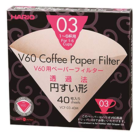 Hario V60 Paper Coffee Filters, Size 03, Natural, Untabbed
