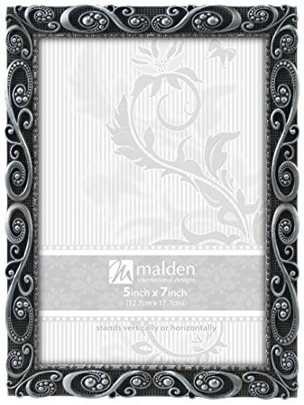 Malden International Designs Morgan Pewter Metal Picture Frame, 5x7, Silver