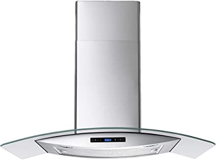 Winflo 30 In. 520 CFM Convertible Stainless Steel/Glass Wall Mount Range Hood with Mesh Filter and Touch Sensor Control