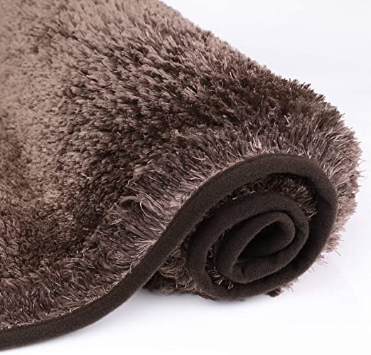 MAYSHINE Non&nbsp;Slip Absorbent Microfiber Bath Mat, Luxury Soft Plush Bathroom Rug, Machine Washable&nbsp;Thick Shaggy Bath Rug for Bathroom, Bathtub, Shower, Washroom(24X39 Inches Brown)
