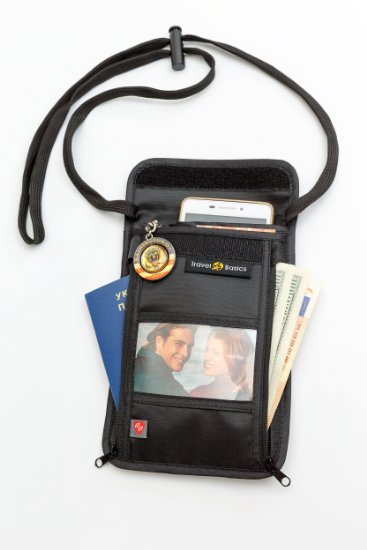 Travel Neck Wallet & Passport Holder with RFID blocking - #1 Neck Stash Hidden security Wallet from Travel Basics. Premium Quality Travel Neck Stash Wallet, Waterproof Hidden Neck Pouch. Men & Women.