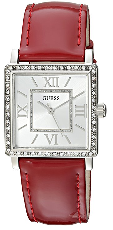 GUESS Watches Genuine Leather Strap Buckle