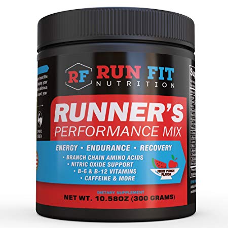 Runner's Performance Mix - Energy & Endurance Drink Mix - Running Pre Workout or During Run - B Vitamins, BCAAs, Caffeine & More! Made in The USA!