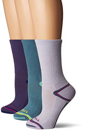 Merrell womens 3 Pack Cushioned Hiker Crew Socks Casual Sock