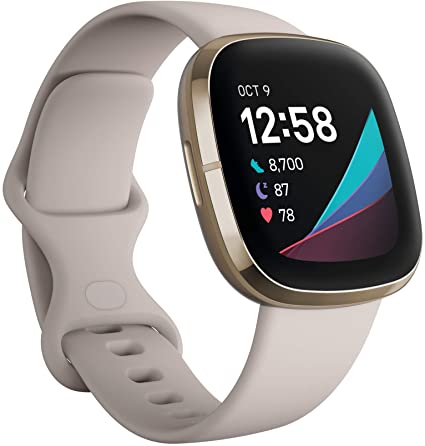 Fitbit Sense GPS Smart Watch Lunar White/Soft Gold Luna White/Soft Gold L/S Size