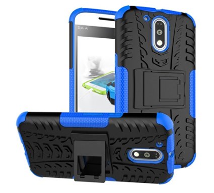 iBetter Motorola MOTO G4/G4 Plus Case, High Quality Hybrid KickStand Case for Shockproof Defender Cover Motorola MOTO G4/G4 Plus 5.5" Smartphones (Blue)