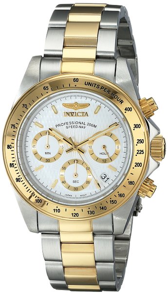 Invicta Men's Speedway Quartz Watch with Textured Dial Chronograph Display and Stainless Steel Bracelet