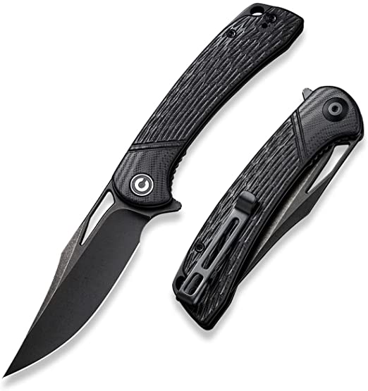 CIVIVI Dogma Pocket knife for EDC , Satin D2 Blade, G10 Handle , Liner Lock, Ball Bearings Pivot ,Flipper Opening Utility Knife with Reversible Deep Carry Pocket Clip C2005G