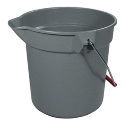 Rubbermaid Commercial FG296300GRAY Brute HDPE Heavy-Duty Bucket 10-quart Gray