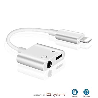 Headphone Adaptor for iPhone Adapter 3.5mm Jack Dongle Earphone Connector Convertor AUX Audio Splitter Headset Accessories Cable Audio Compatible for iPhone X XS XS Max 8/8Plus Support iOS 11 or Later