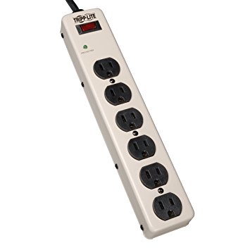 Tripp Lite Waber 6 Outlet Surge Protector Power Strip, 6ft Cord, Metal, (PM6SN1)