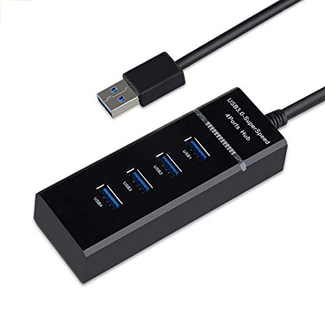 4 Port USB Hub, [3.3FT Cord] USB 3.0 Splitter Extension Hub Multiple USB Port Extender Adapter for Computer, PS4, Xbox, Printer, Mouse, Keyboard, Compatible with WIN/MAC/LINUX/VISTA [Advanced Version]