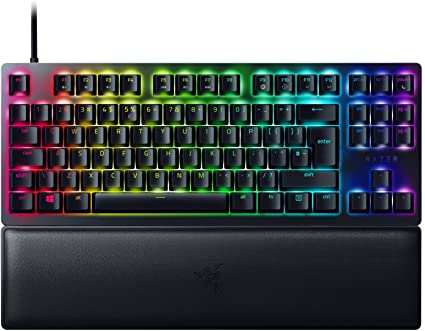 Razer Huntsman V2 Tenkeyless (Red Switch) - Optical Gaming Keyboard (Doubleshot PBT Keycaps, Detachable USB Type C Cable, Ergonomic Wrist Rest) UK Layout | Black