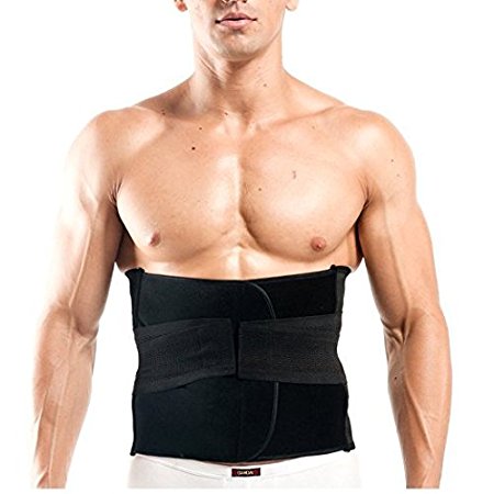 Healthcom Pro Men’s Waist Trimmer Belt Lightweight Elastic Ajustable Sports Belt Breathable Lumbar Lower Back Tranier Support Brace Belt Body Shaper Weight Loss Exercise Belly Belt,Black(Size:XXL)