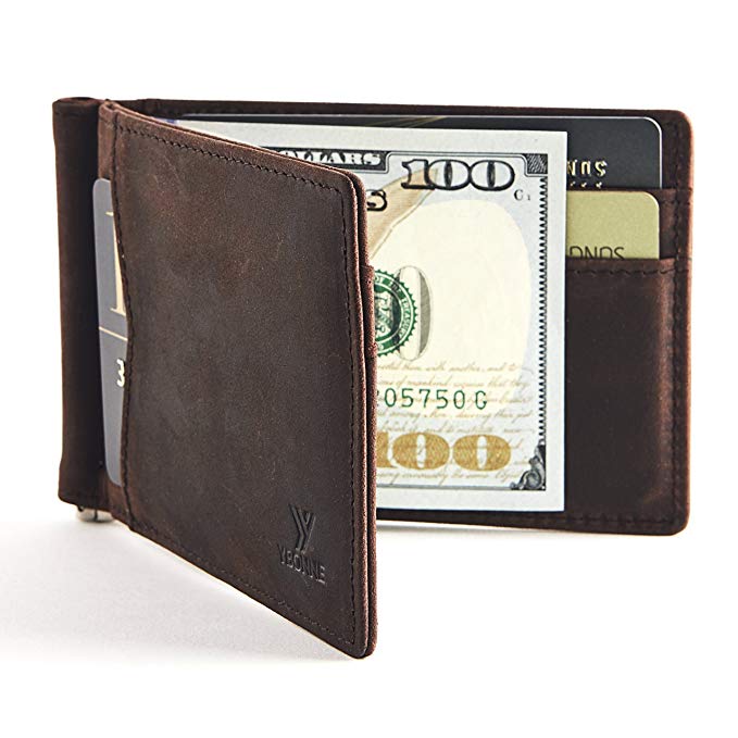 YBONNE New Slim Wallet with Money Clip Finest Genuine Leather RFID Blocking Minimalist Bifold for Men