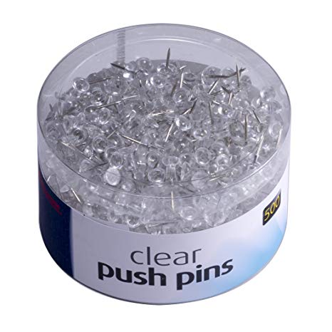 Officemate Push Pins, Clear, 500 Count (35721)