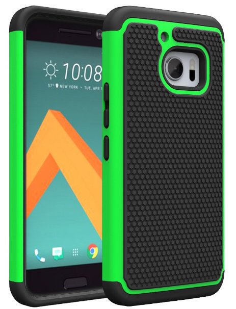 HTC 10 Case, HTC ONE 10 Case, kaesar [Shock Absorption] [Impact Resistant] [Slim Protective Cover Series] Hybrid Dual Layer Armor Defender Protective Case Cover for HTC 10 - Green