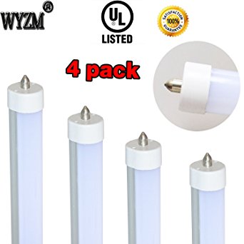 WYZM 96" T8 T12 LED Light Tube, 8ft, 40W (75W equivalent), 4500K (Neutral White), Works from 110V to 277V AC,Frosted Cover (4PACK)