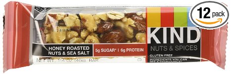 KIND Bars, Honey Roasted Nuts & Sea Salt, Gluten Free, 1.4 Ounce Bars, 12 Count
