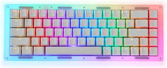 EPOMAKER TK68 65% Gasket Acrylic Hot Swappable 2.4Ghz/Bluetooth 5.0/USB-C Wired Wireless Gaming Keyboard with RGB Backlight, Translucent Pudding Keycaps for Office/Home/Win/Mac(Gateron Pro Yellow)