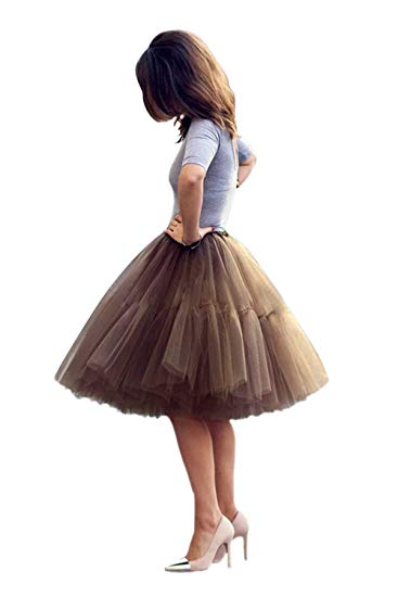 Babyonline Lady's Princess Tutu Tulle Midi Knee Length Skirt Underskirt