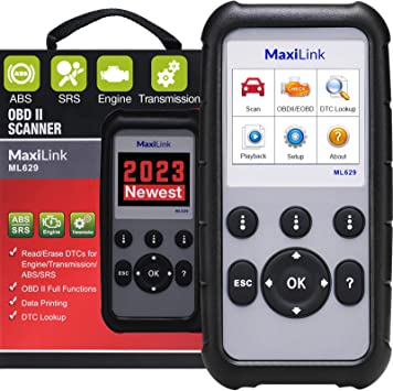 Autel OBD2 Scanner MaxiLink ML629 Code Reader with Engine/Transmission/ABS/SRS Diagnoses,Full OBDII Functions DTC Lookup for DIYers, Gray (ML629N)