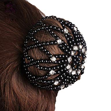 Elastic Handmade Crochet Pearl Hair Snood Net Ballet Bun Hair Covers Ornament Hair Accessories For Women