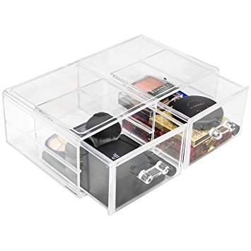 Sorbus Acrylic Cosmetics Makeup and Jewelry Storage Case Display Sets –Interlocking Drawers to Create Your Own Specially Designed Makeup Counter –Stackable and Interchangeable