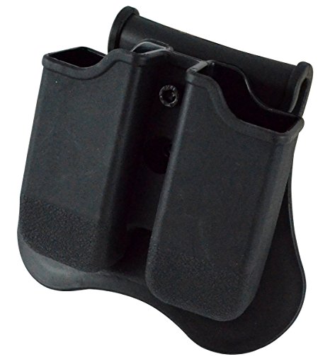 Dual Magazine 360 Swivel Paddle Pouch, Fits 9mm .38 .40 Caliber Glock 17 19 22 23 25 26 27 31 32 33 34 35 37 38 39