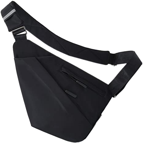 ADORENCE Anti-Thief Sling Bag - Slim, Lightweight & Water Resistant CrossBody Shoulder Bag/Chest Bag - PureBlack