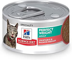 Hill's Science Diet Perfect Weight, Adult 1-6, Weight Management Support, Wet Cat Food, Salmon & Vegetables Stew, 2.9 oz Can, Case of 24