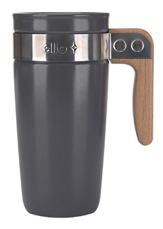 Ello Fulton BPA-Free Ceramic Travel Mug with Lid, Grey, 16 oz