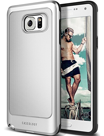 Galaxy Note 5 Case, Caseology [Vault Series] Metallic Mesh Slim Bodyguard [Silver] [Hybrid Armor] for Samsung Galaxy Note 5