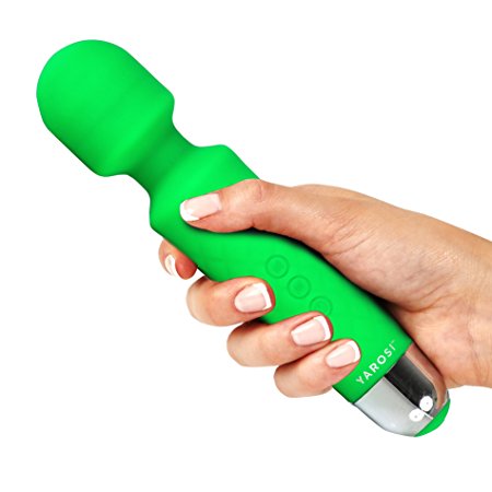 Cordless Wand Massager by Yarosi - Strongest Therapuetic Vibrating Power - Best Rated for Travel Gift - Magic Stress Away - Perfect for Muscle Aches and Personal Sports Recovery - USB - Mini - Green