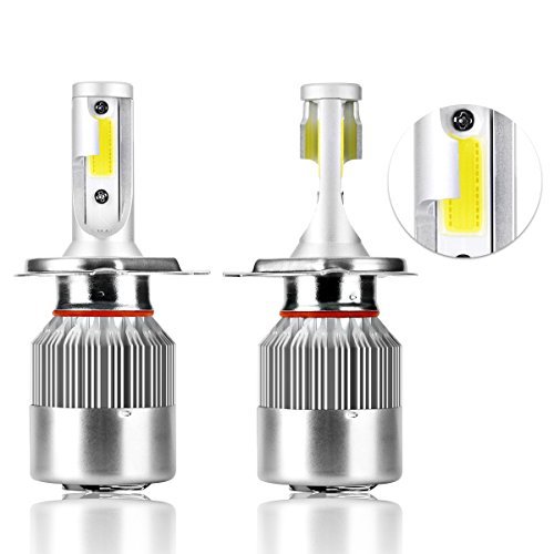 H4 LED Headlight Bulbs Conversion Kit with COB Chips 72W 8000LM 2PCS LED High Low Beam Headlights with White Lamps 6500K 12V - 3 Year Warranty